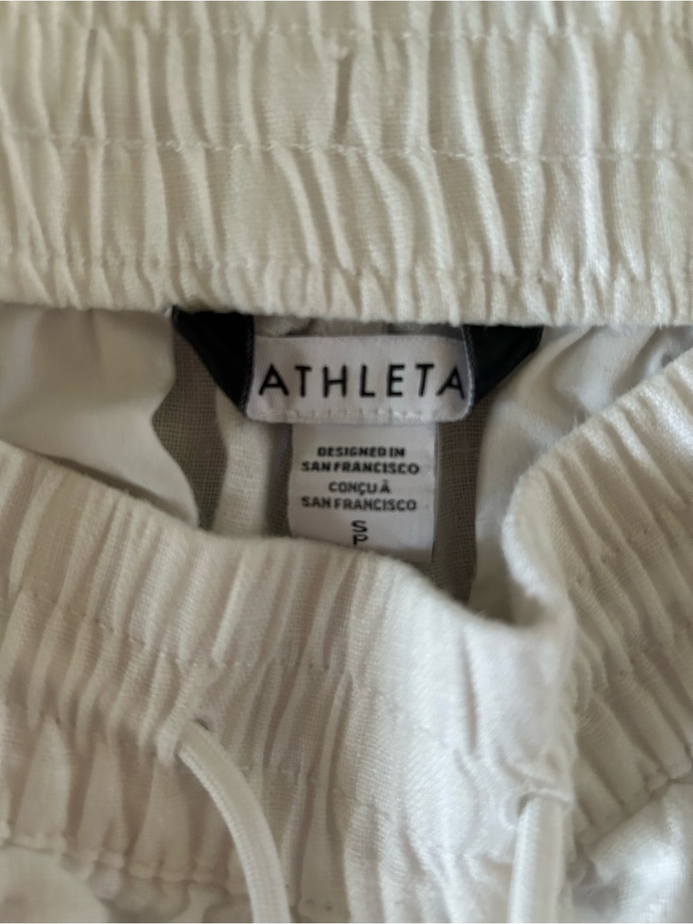 Athleta White Drawstring Elastic-Waist Bottoms